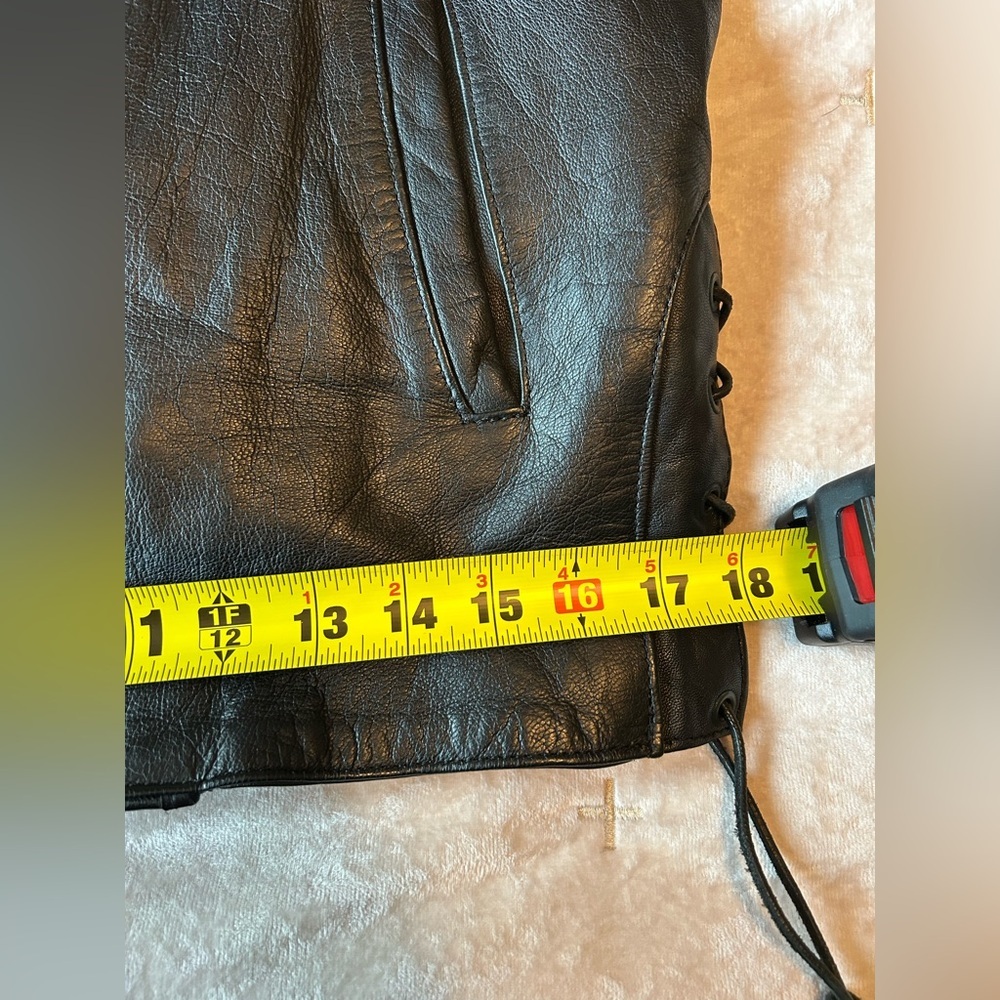 Black Women's Leather Jacket with Braided Detail - Picture 10 of 13